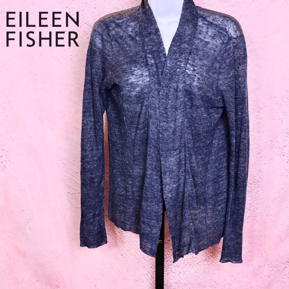 Eileen Fischer Navy Open Front Cardigan